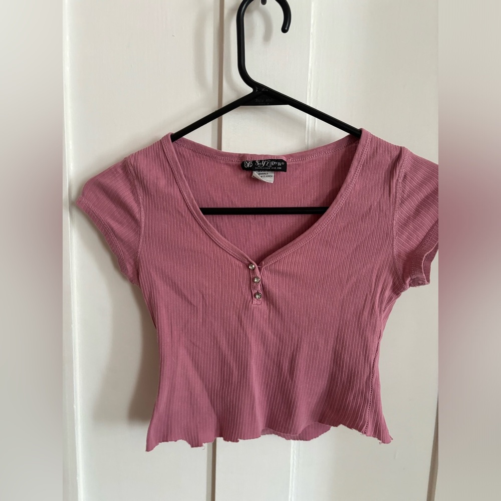 Pink short sleeve y2k shirt